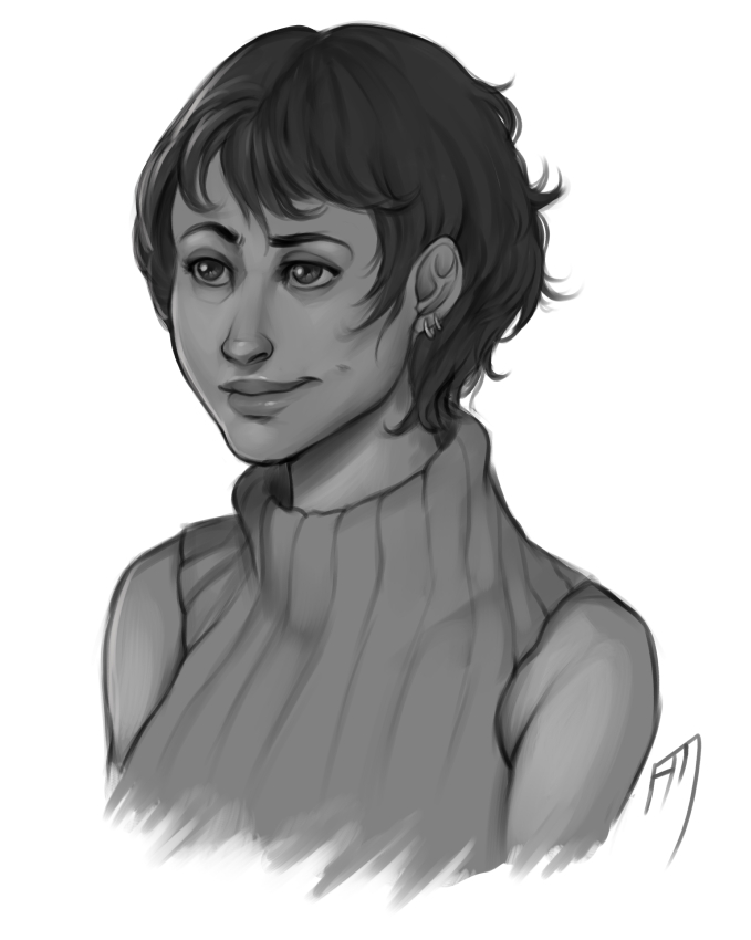 Grayscale Girl Portrait 01