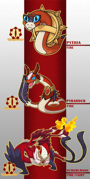 Full Fakemon Fire Starter Line