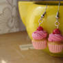 Pink Vanilla Cupcake Earrings