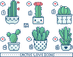 Cactus Love icon set