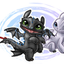 Baby Toothless and Light Fury