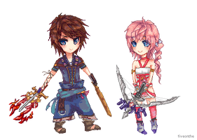 FF13-2: Noel/Serah pixels