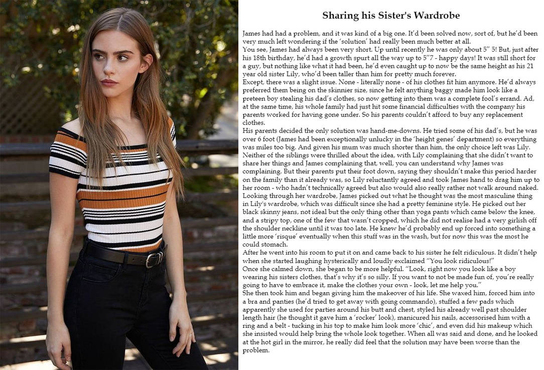 Sharing His Sister's Wardrobe (TG Caption) by thebobbobinson on DeviantArt