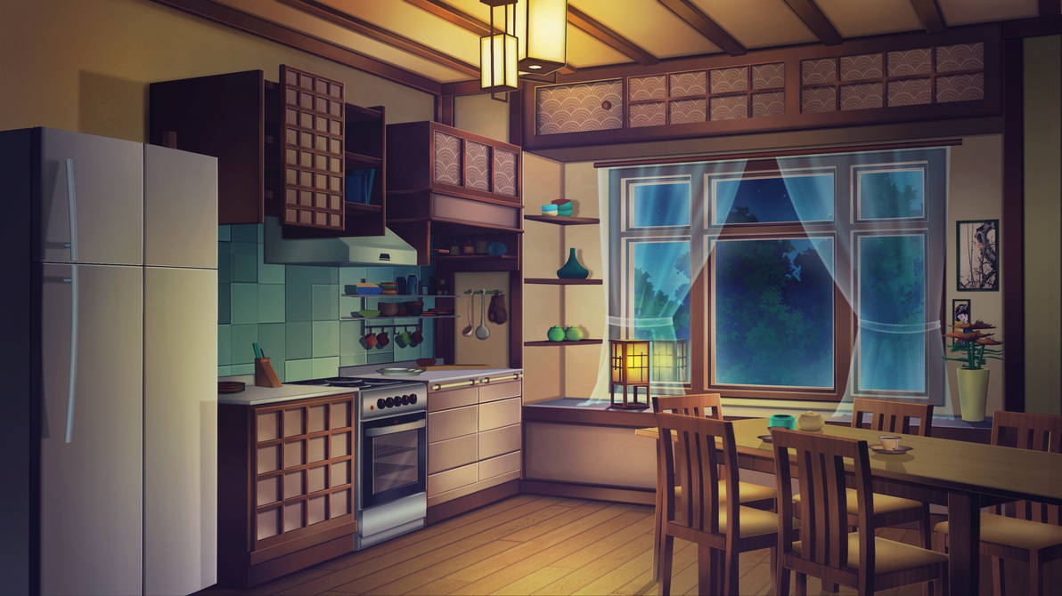 Kitchen at night by AikoSanArtist on DeviantArt