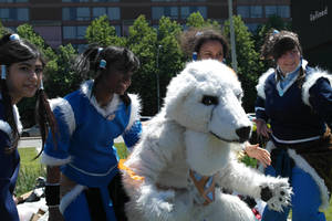 A girl and her Polar Bear Dog