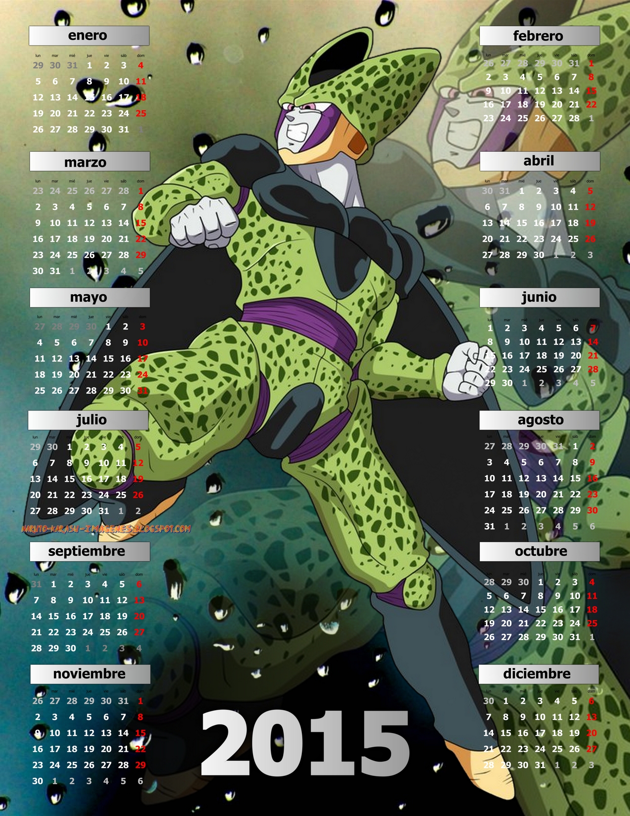 calendario 2015 Dragon Ball Z Cell