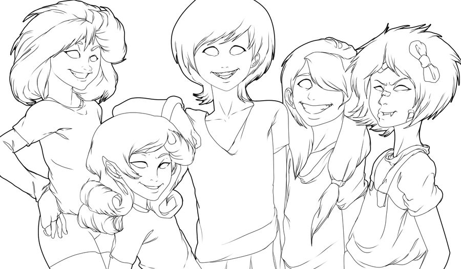 Cute Girls linework by EICHH-EMMM on DeviantArt