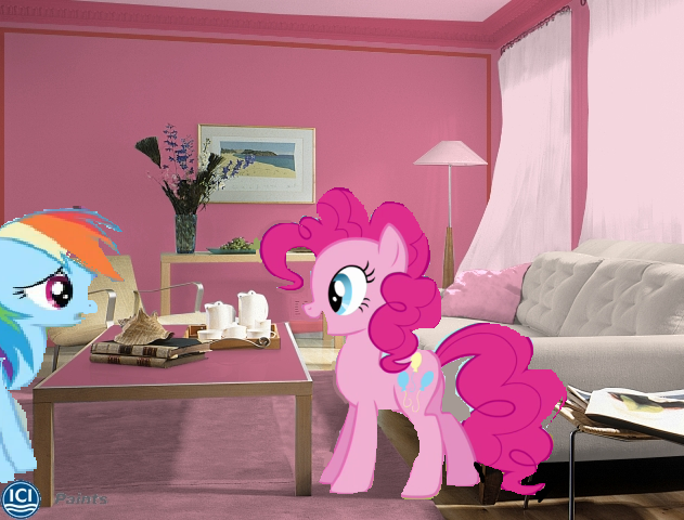 rainbow is jouous of pinkie pies new room