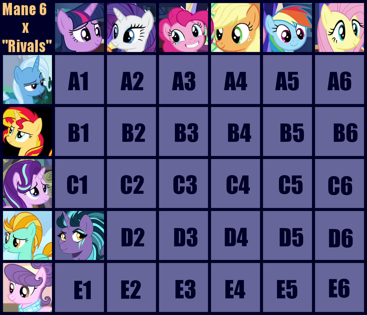 Mlp Base Rivals MLP Mane Six X Princesses grid result for EV3NT1DE by Rainorld on ...