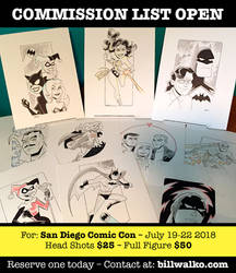 Commission List OPEN for San Diego Comic Con 18