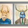Bestial triptych - watercolors