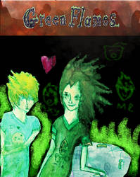 Green flames comic front cover