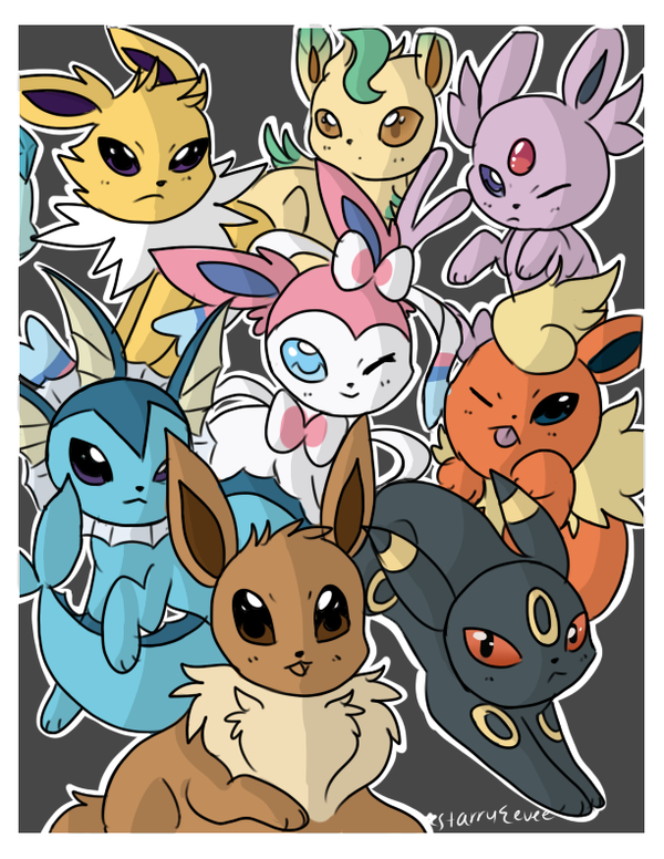 Eeveelutions Pokemon Print A4 A5 