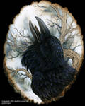 Raven portrait on basswood by pallanoph