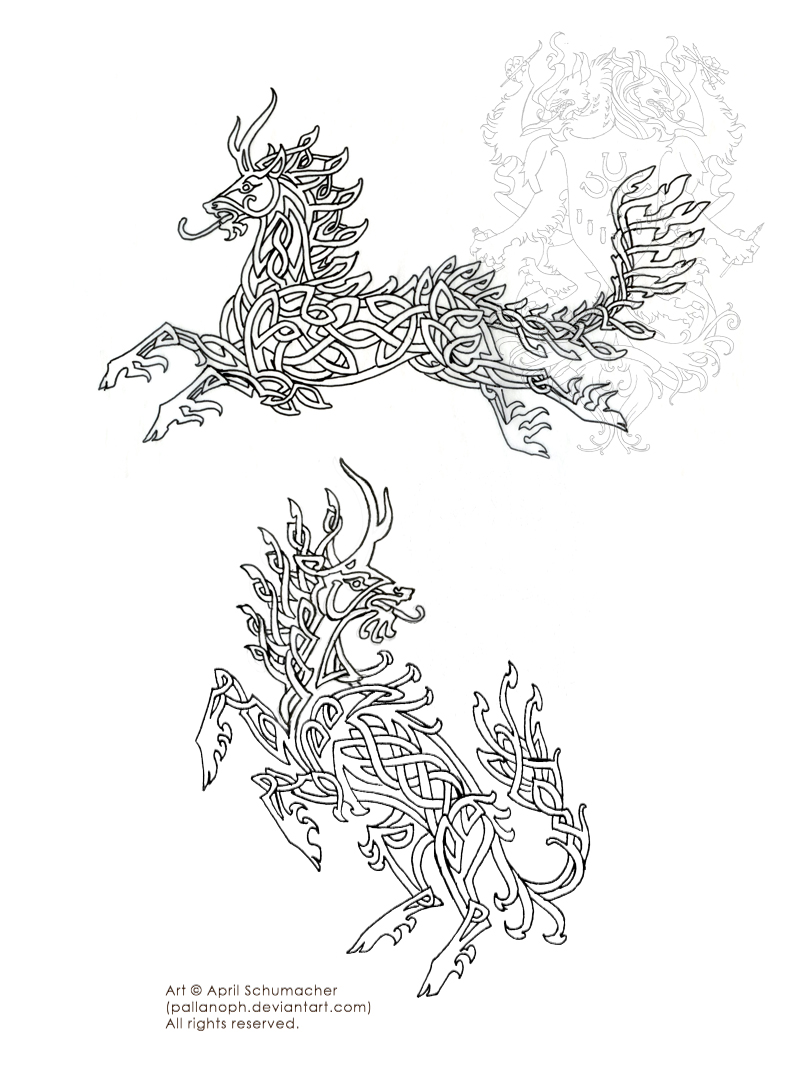 Celtic Kirin Tattoo Sketches