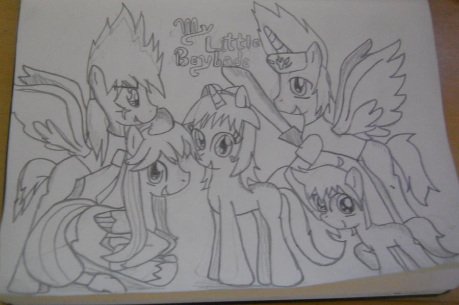 Kyoya,Tsubasa,Madoka,Gingka,Kenta as ponies