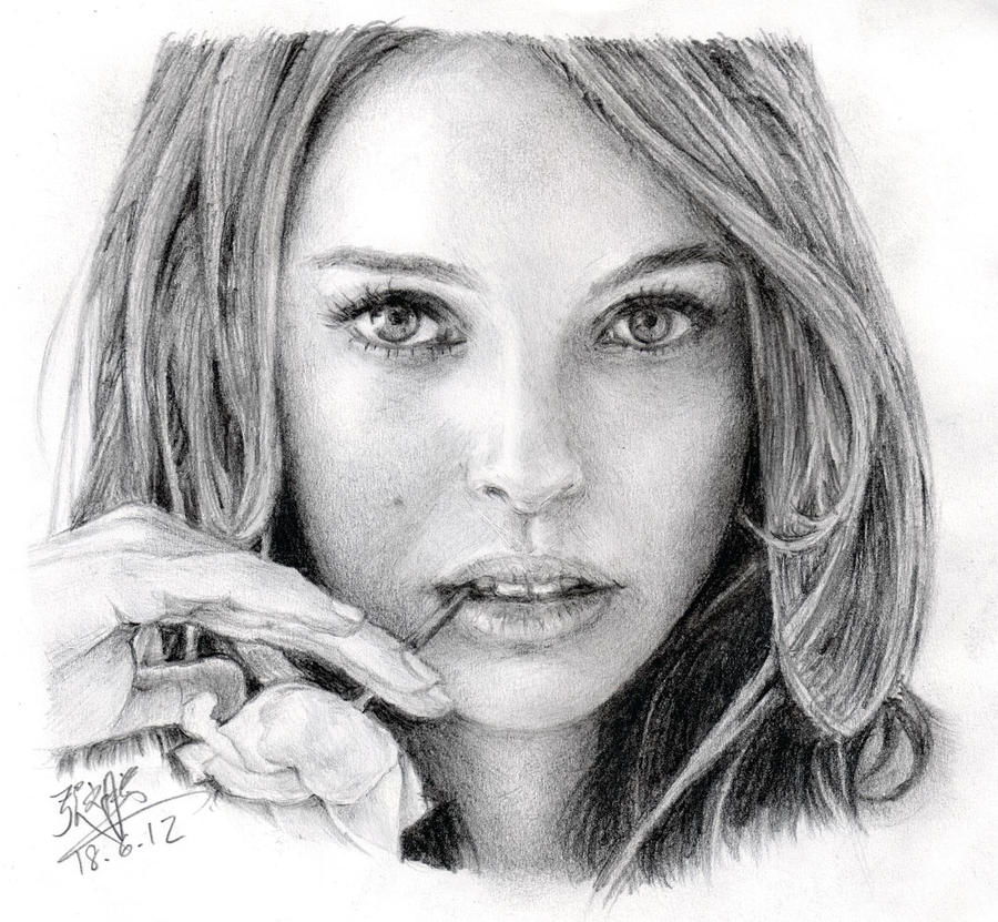 Pencil portrait of Natalie Portman