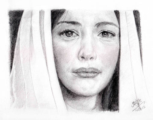 Pencil portrait of Arwen in Lord of the Rings