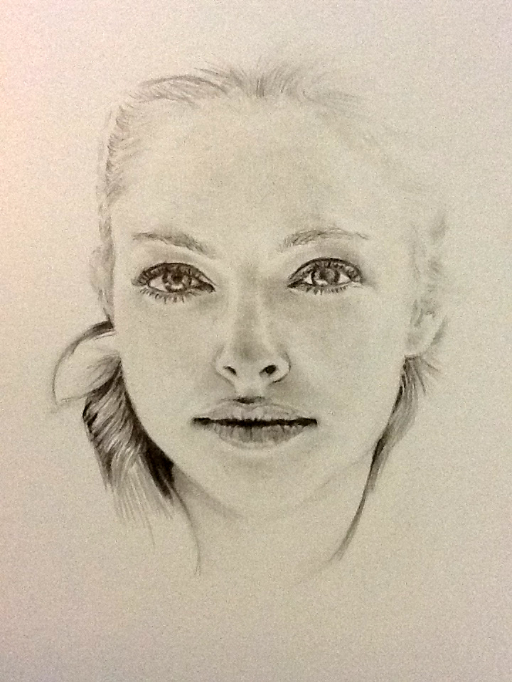 WIP - pencil portrait of Amanda Seyfried