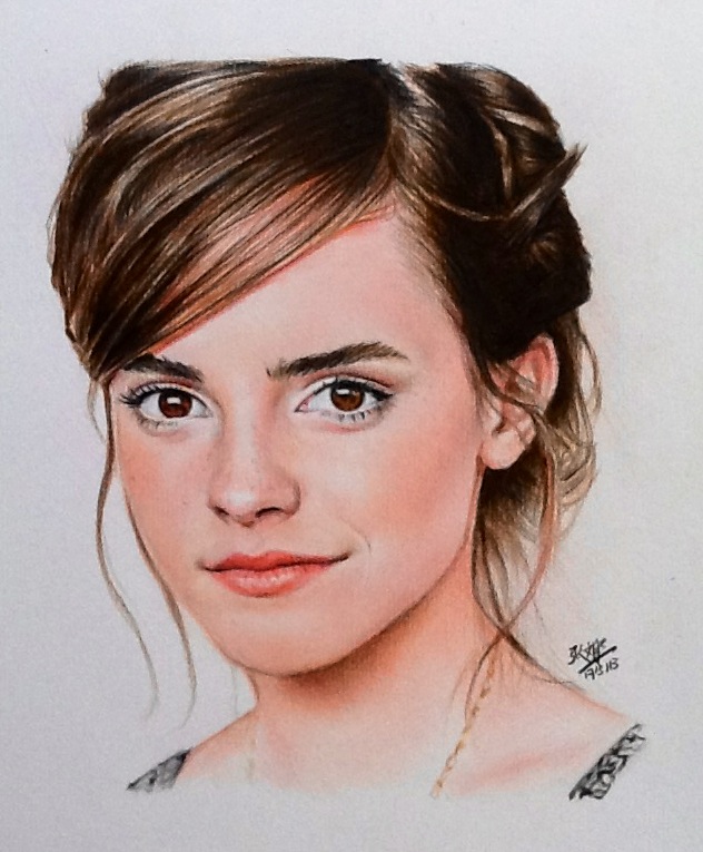 Color pencil portrait of Emma Watson