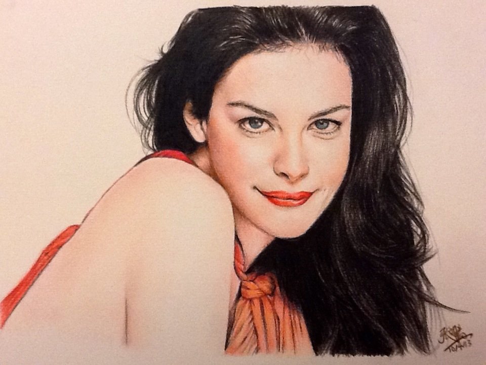 Color pencil portrait of Liv Tyler