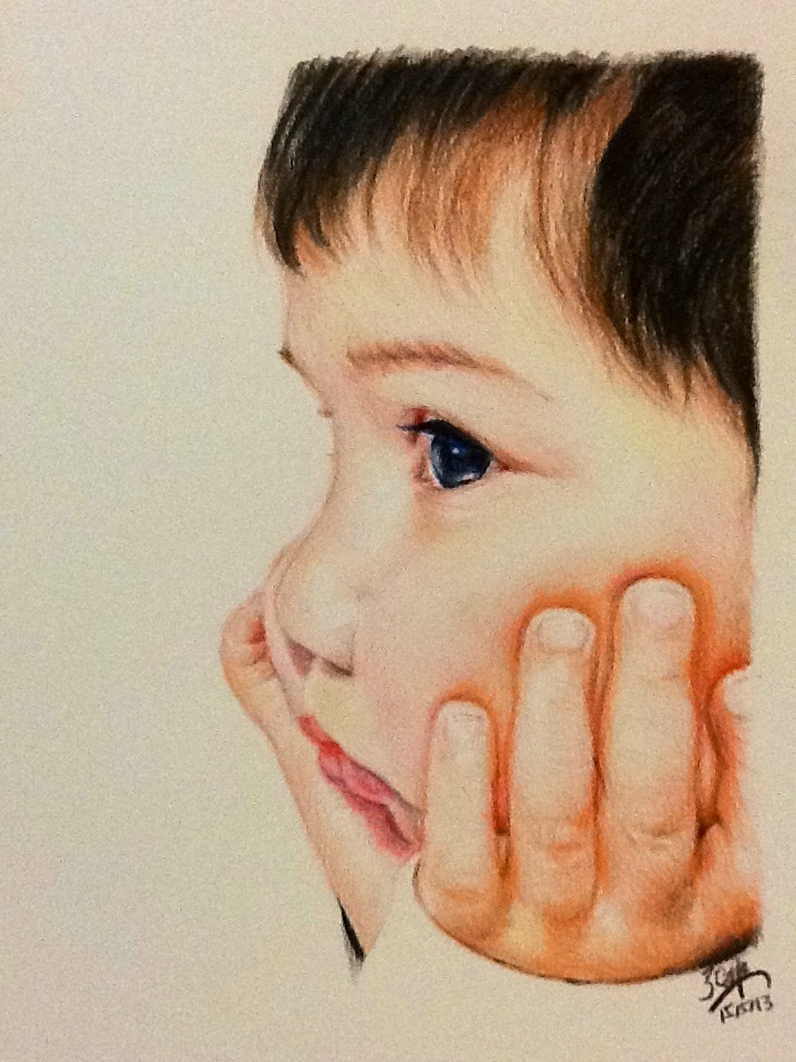 Color pencil portrait of a baby boy