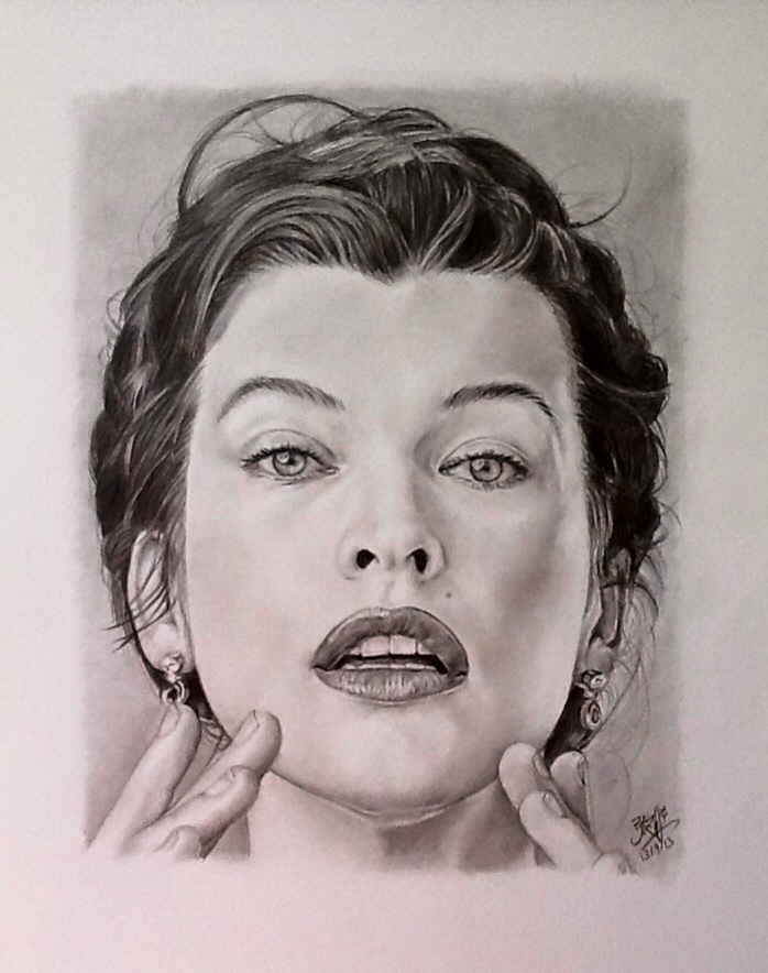 Pencil portrait of Milla Jovovich