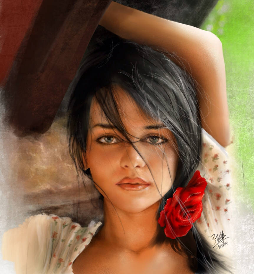 IPad finger painting of a Spanish girl by chaseroflight