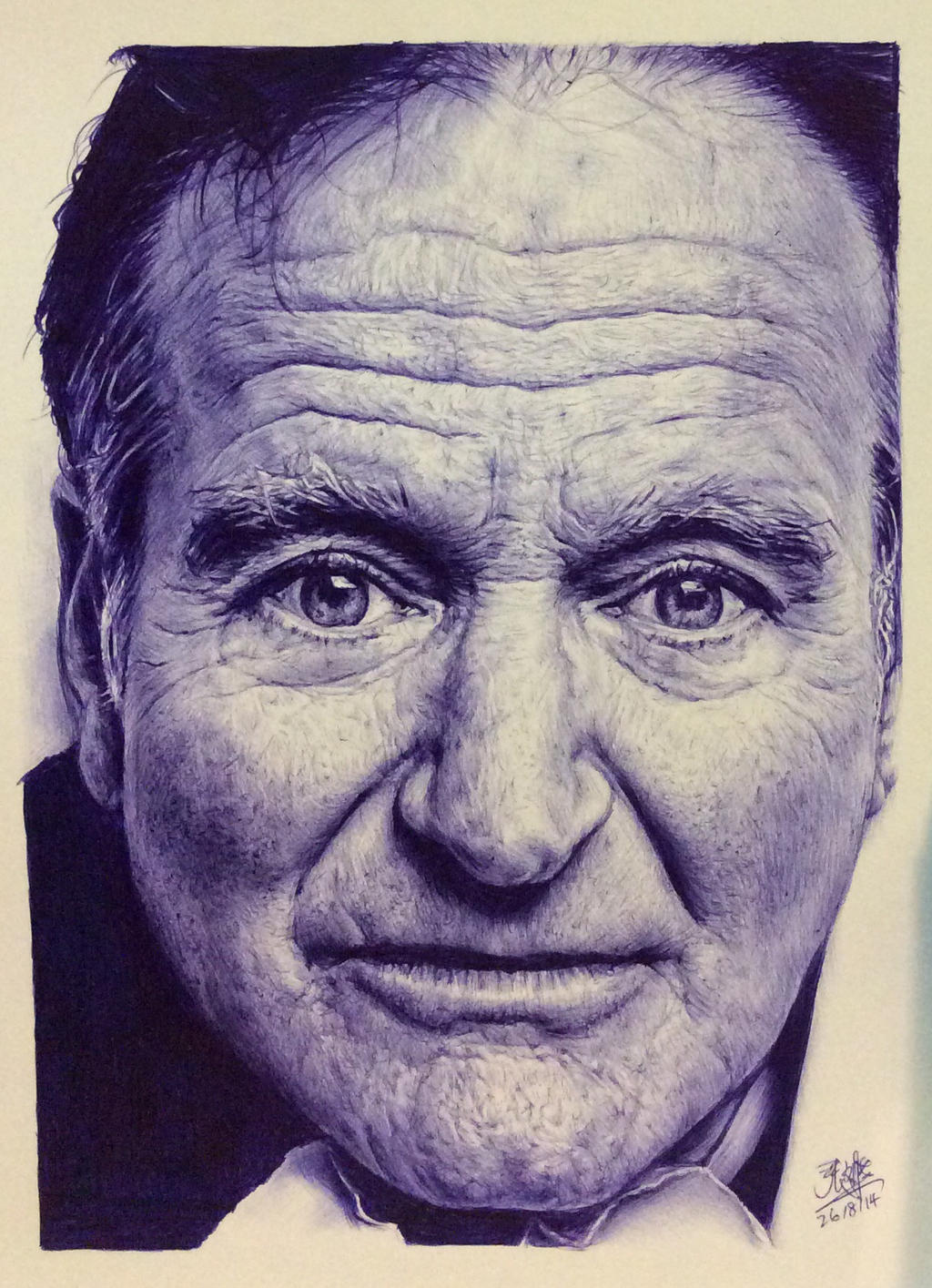 Ballpoint pen drawing of Robin Williams