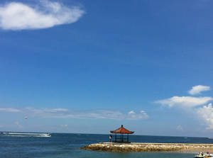 A gazebo at the sea