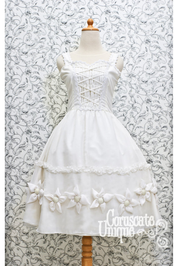 White Chiffon Classic Victorian Dress