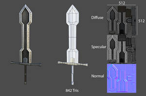 GreatSword - Wireframe and texture