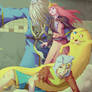 Finn and Jake together with ice king and Pb