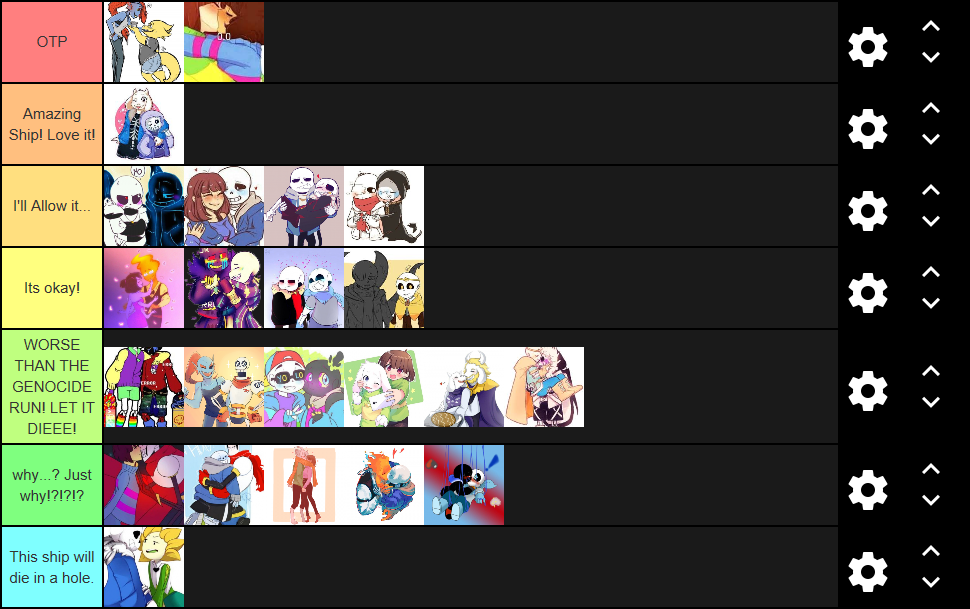 My Undertale Ships Tier List By Skullkiller1199 On Deviantart