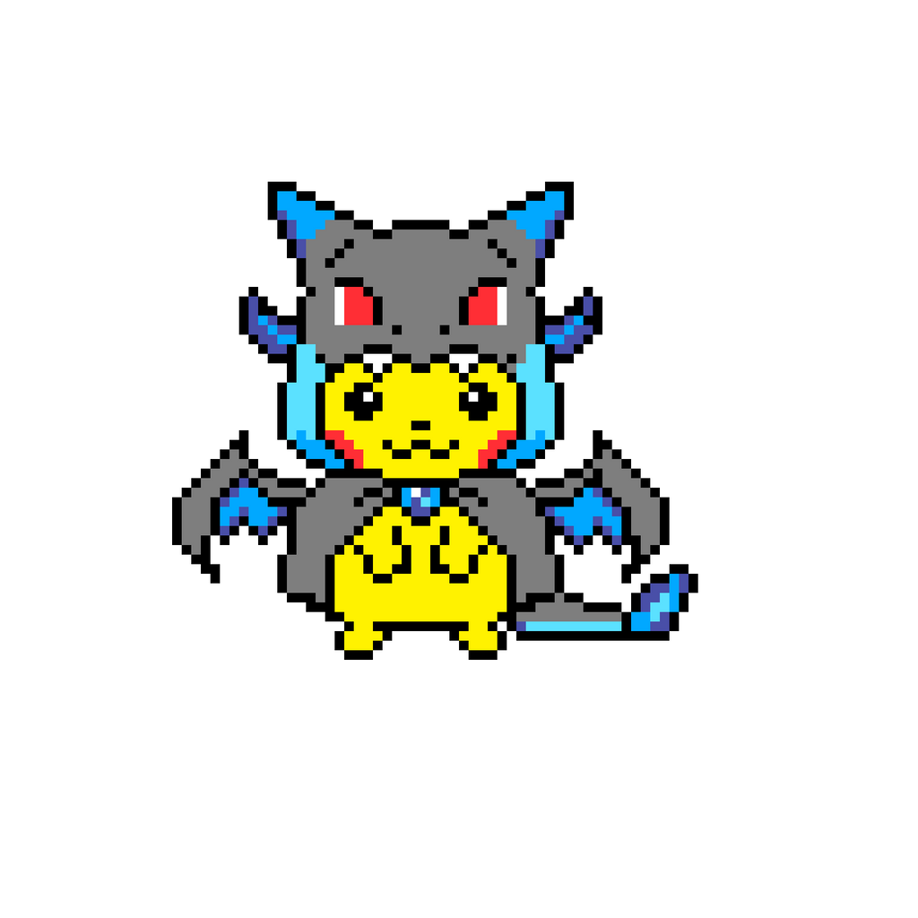 Pixel Art Pikachu In Mega Charizard Hoody By Angelisdark On