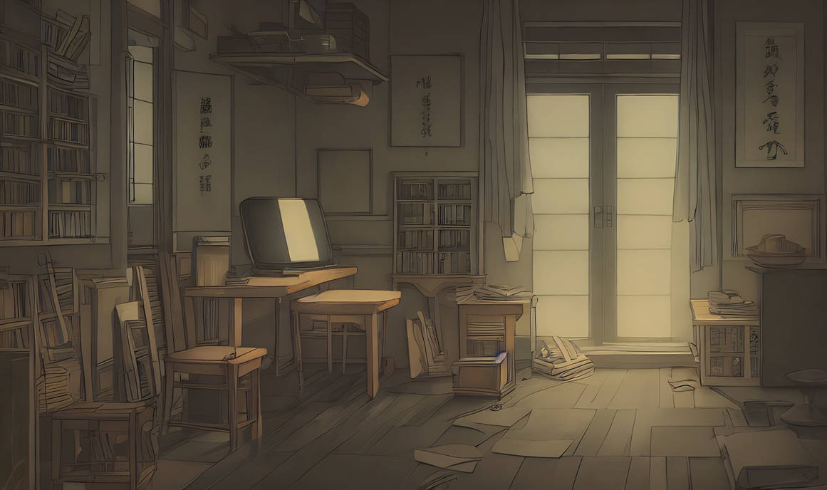 Mess Anime study room in a mess anime style by meongse on DeviantArt