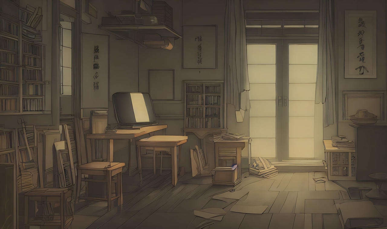 study room in a mess anime style by meongse on DeviantArt