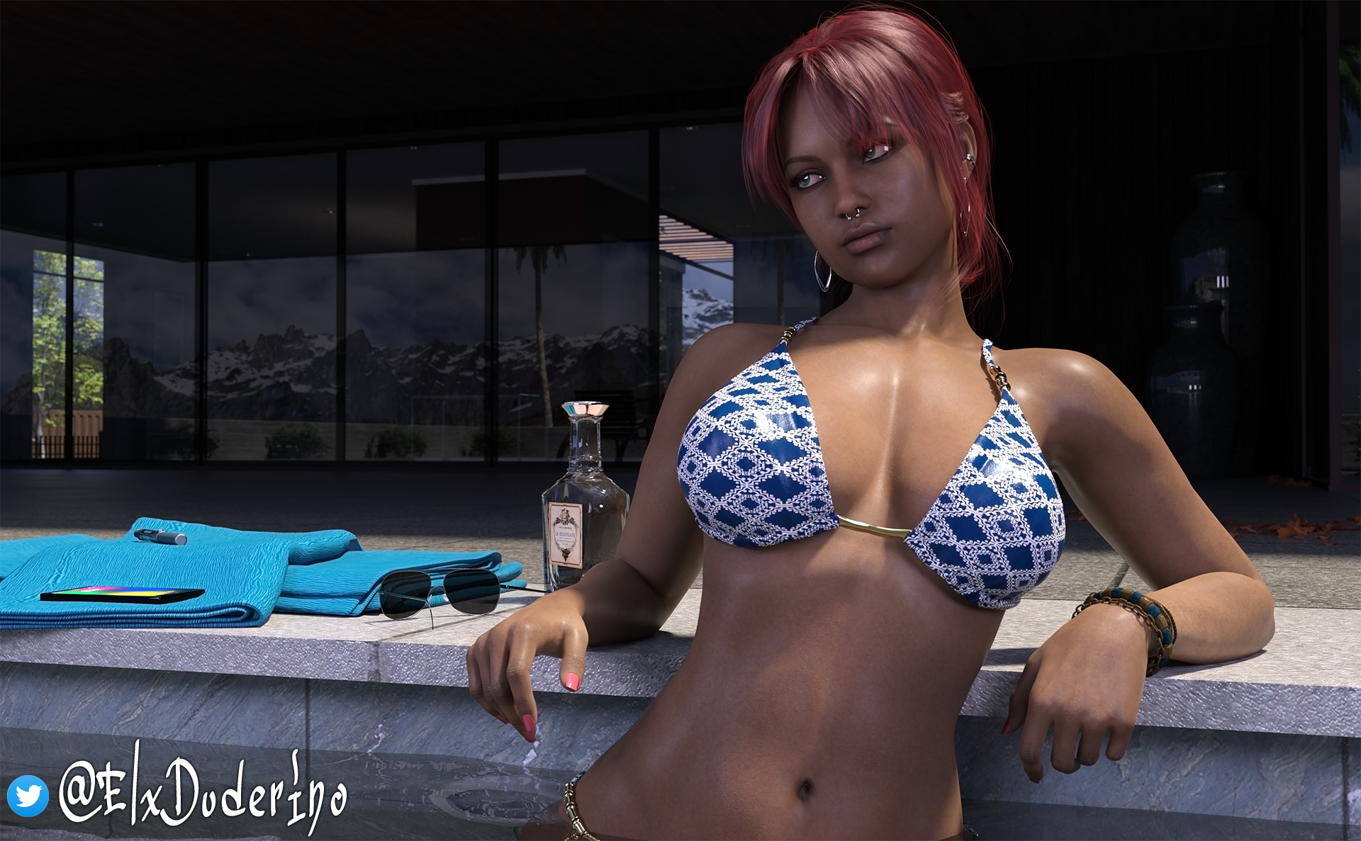 Relaxing Poolside