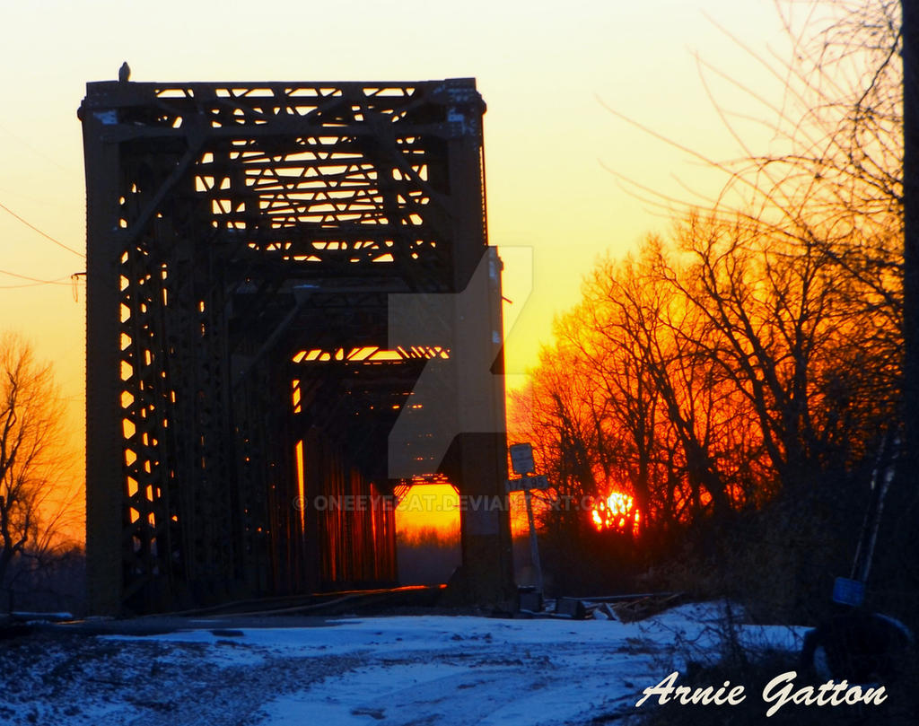 Sunset  Des Moines River RR Bridge