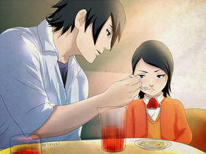 Sasuke and his daughter Sarada - Dinner