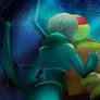 TMNT 2012 Raph x Mona Lisa - kiss In space