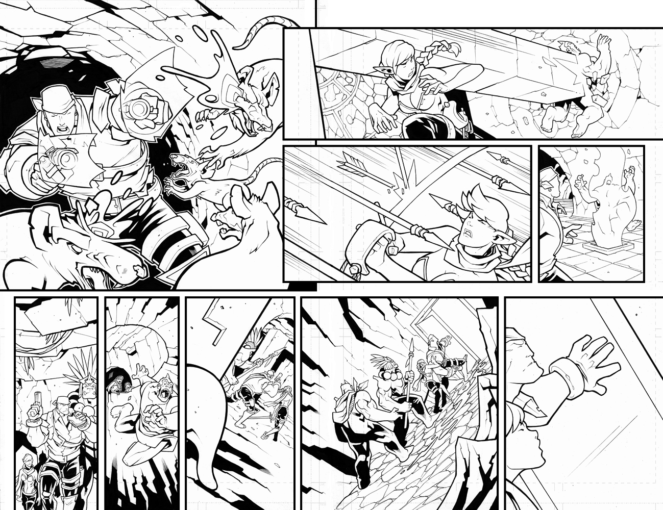 Skullkickers 22 Page 18 and 19 Inks