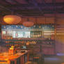 Restaurant interior sunset version