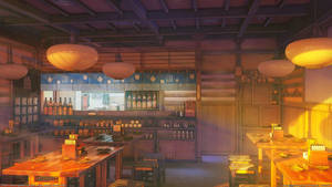 Restaurant interior sunset version