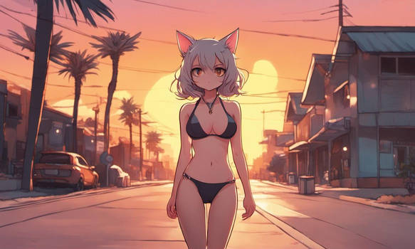 walking in the sunset