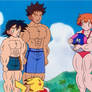 Ash, Misty and Brock Buffed At Beach (Muscle Edit)