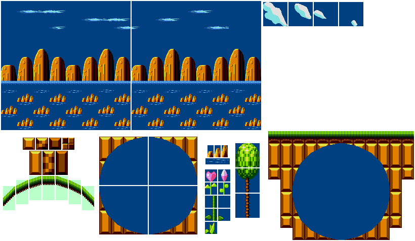 8-Bit Green Hill Zone Act 1 layout [Sonic Mania] [Mods]