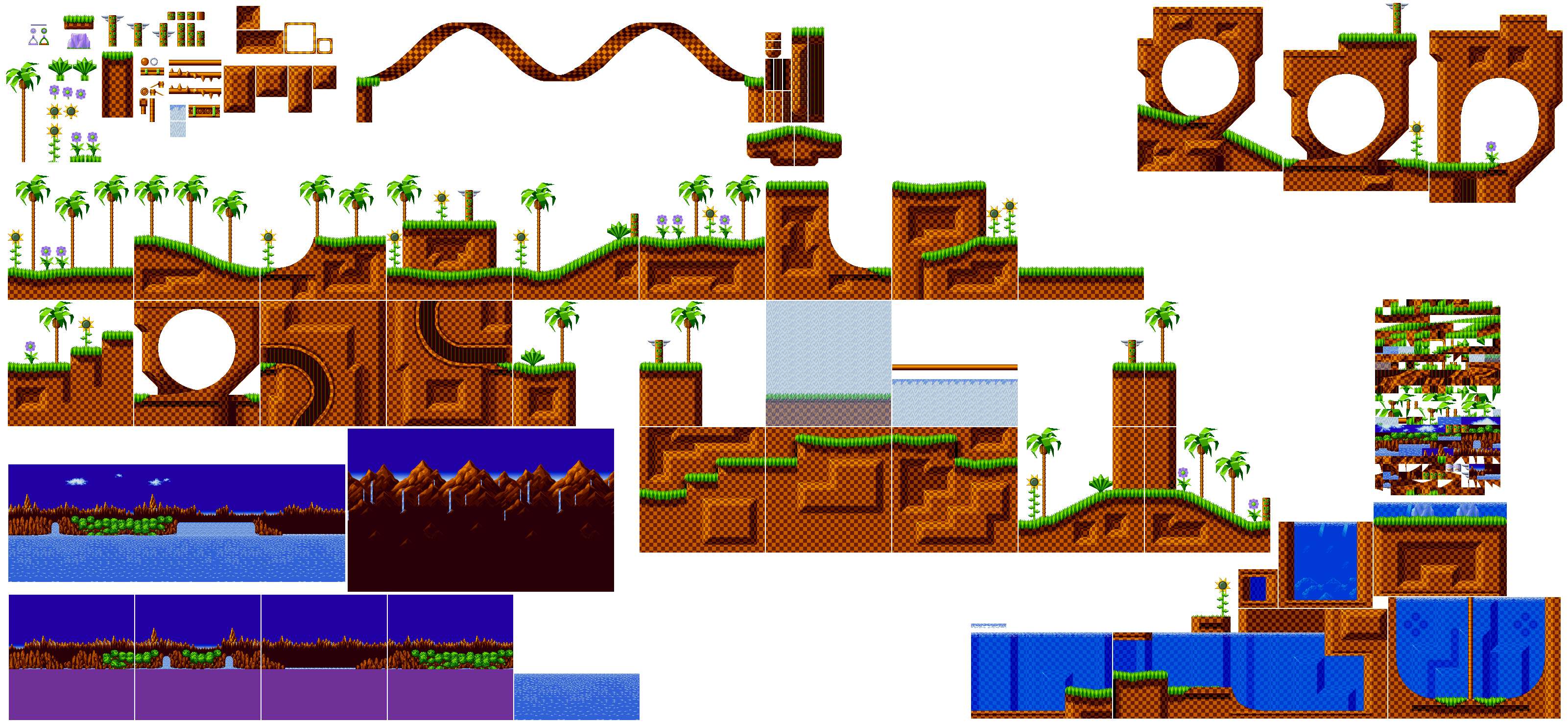 The Spriters Resource - Full Sheet View - Sonic Chaos (Fan Game) - Green  Hill Zone Background