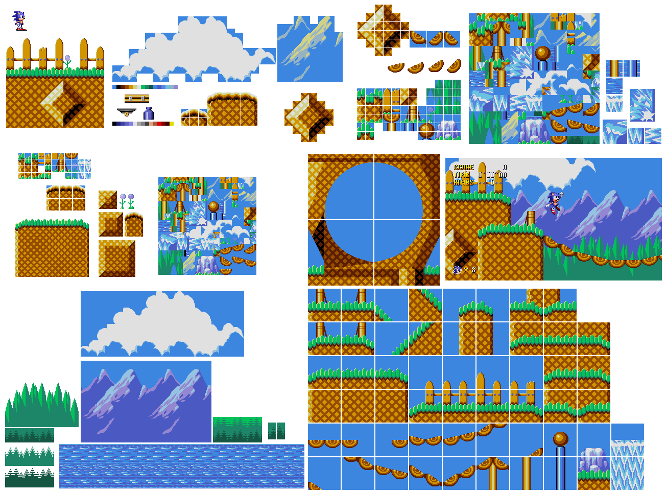 Green Hill Zone Sprites Mania by Alex13Art on DeviantArt