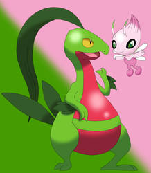 Grovyle and Shiny Celebi